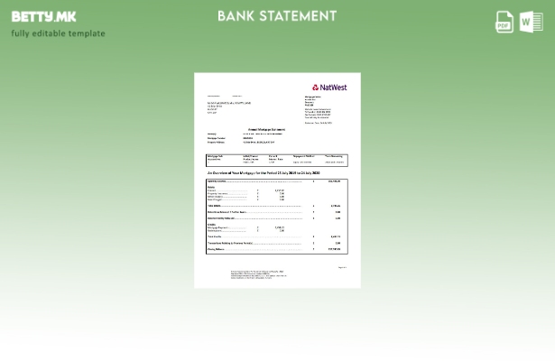 модерен стил Обединетото Кралство NatWest банка Шаблон за збор за доказ за изјав